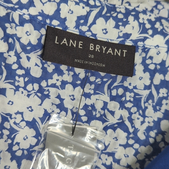 Lane Bryant Wrap Bodice Shirt Dress Lila Blue White Ditzy Floral 28/4X NWT - Picture 8 of 13